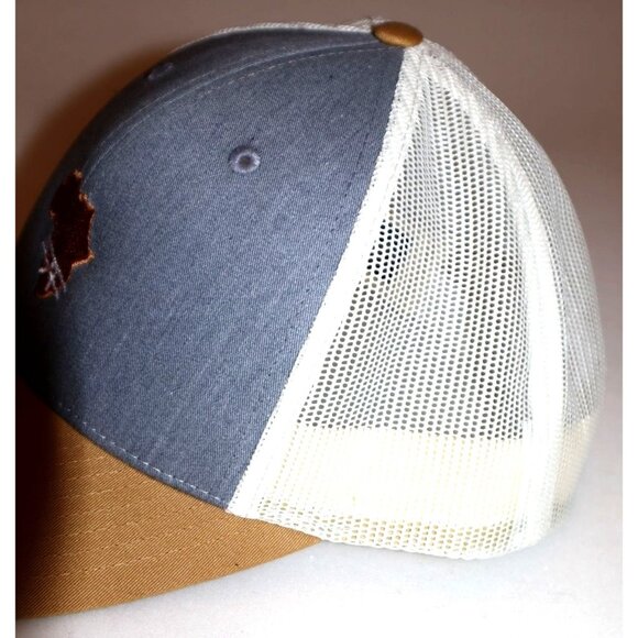 Africa Trucker Hat Blue Tan Mesh Snapback Embroidered Adjustable Unisex Retro - Picture 3 of 4